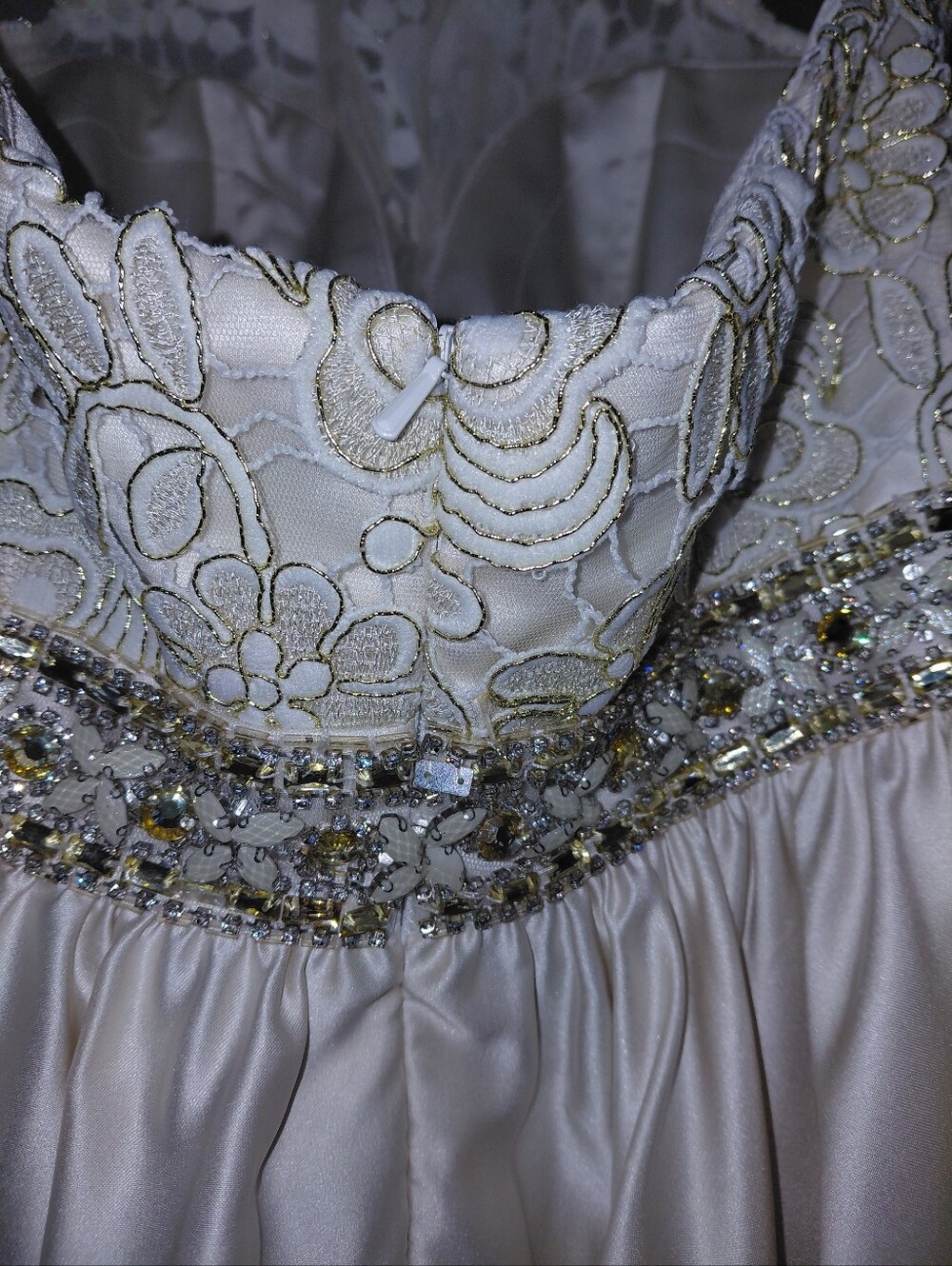 JVN by Jovani JVN42090 Dress Size 6 Light Gold Lace Rhinestone Homecoming CC - Picture 14 of 16